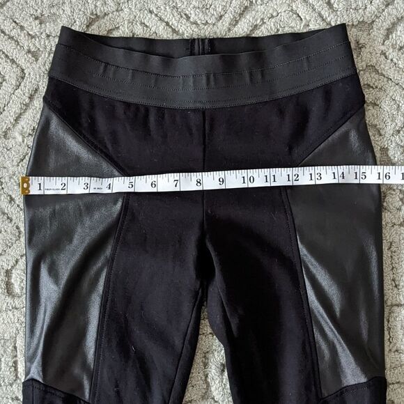 Bcbgmaxazria mari faux leather panel black leggings size small @W - Picture 12 of 13